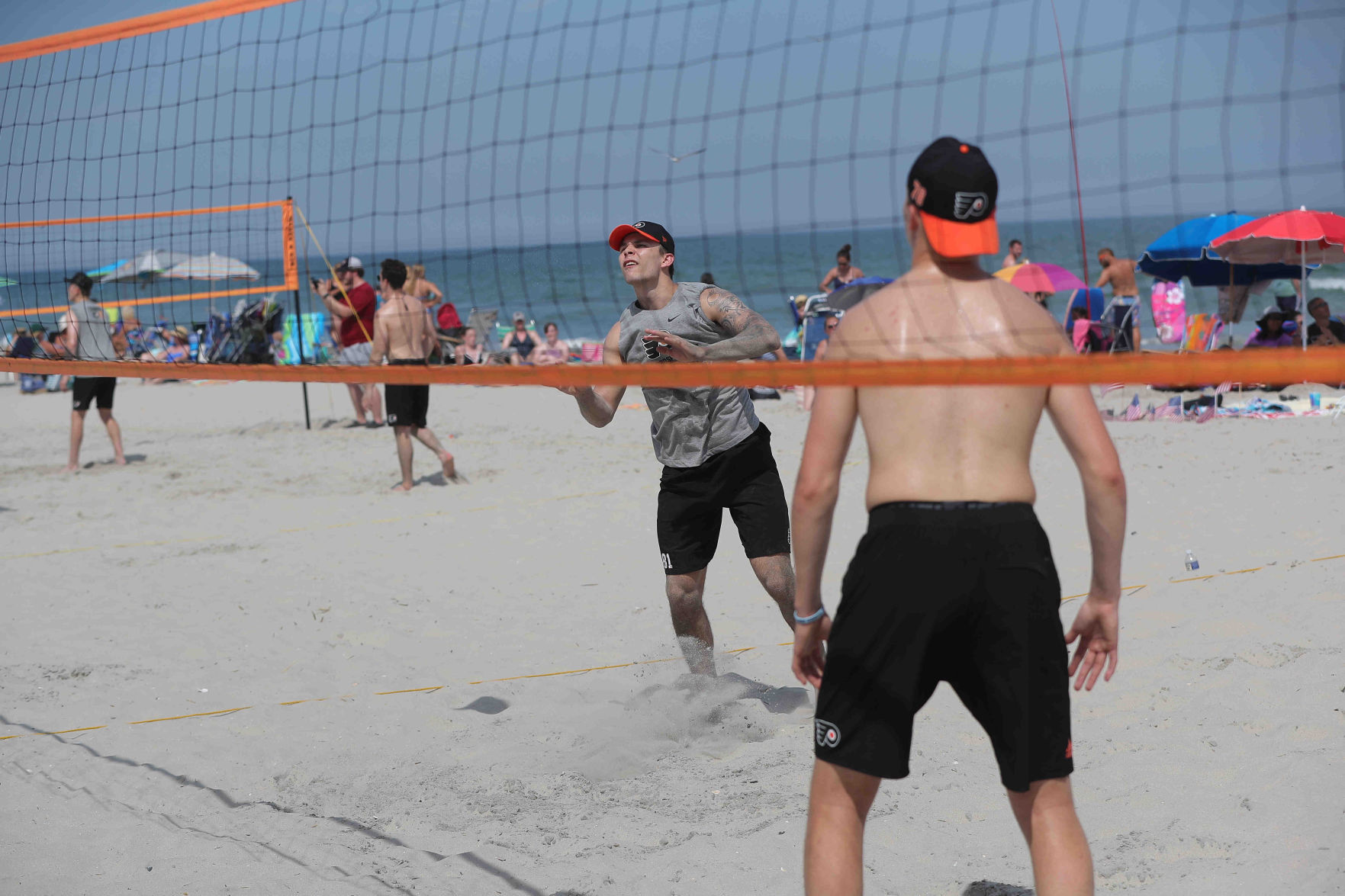 Philadelphia Flyers prospects sign autographs and play volleyball